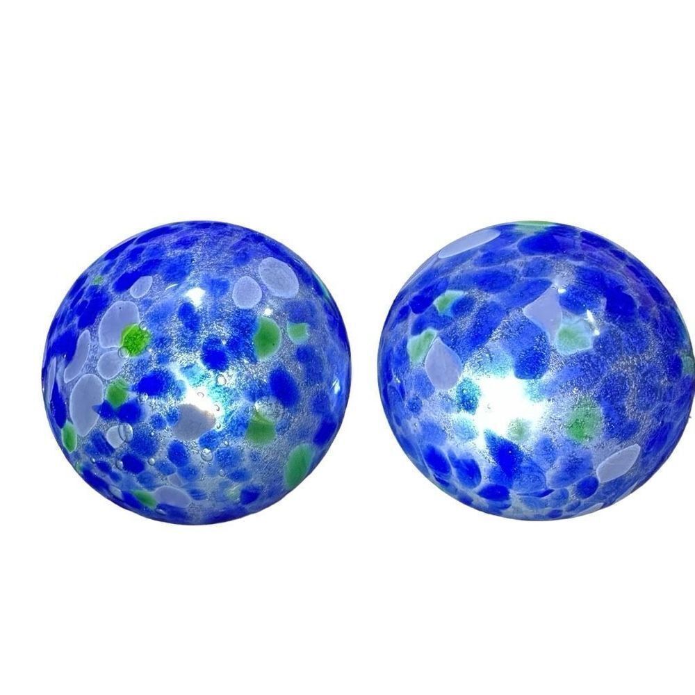 Vintage Glass Murano Style Made In Italy Lighted Garden Globes Blue Lot of 2